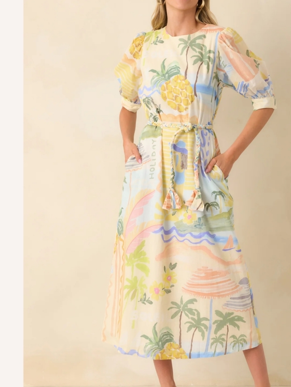 NWT Prosperina Muti Print Midi Dress  XS And Small